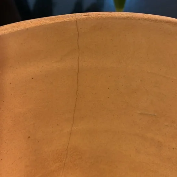 Antique (1930s) McCoy Yellow Ware Stoneware Bowl with Blue & Pink Stripes - Picture 5 of 14